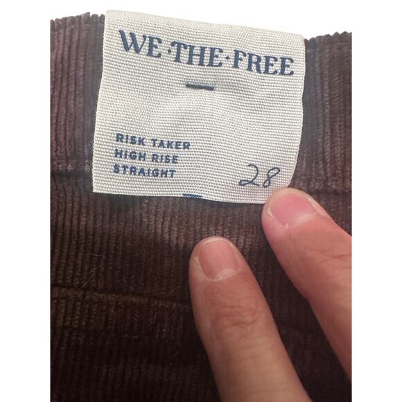 NWT We the Free Risk Taker High Rise Straight Corduroy Chocolate Truffle, 28 - Picture 3 of 8